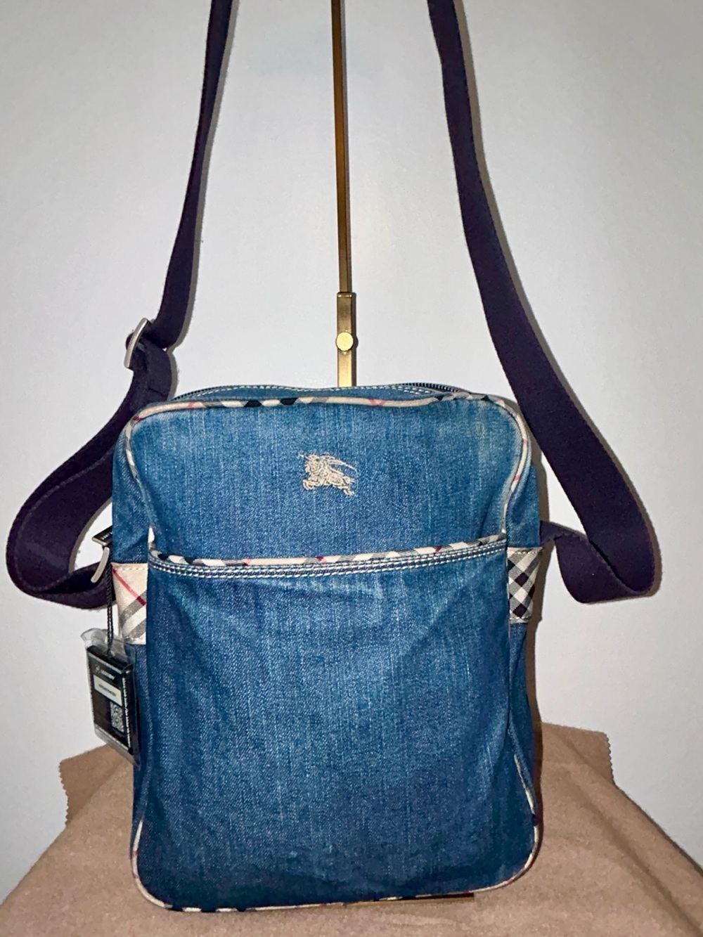 Burberry London Blue Label Denim Messenger Bag. Vintage, COA included